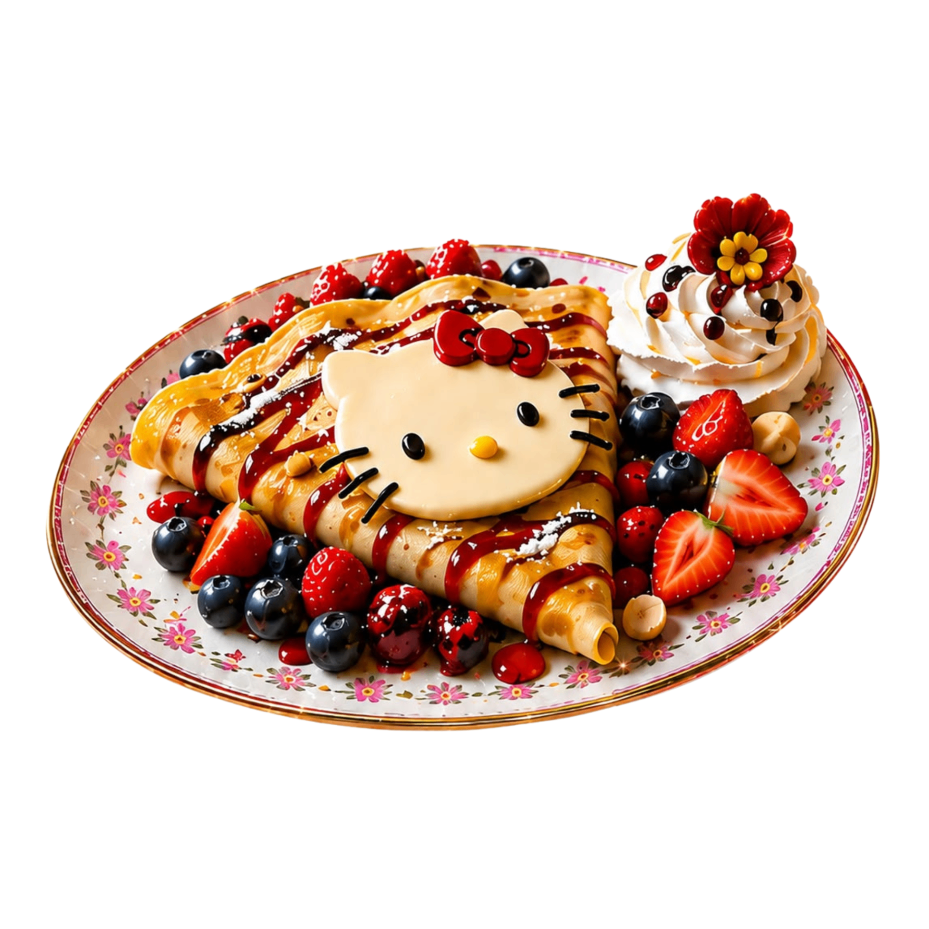 Kiutty Crep — Fresa, blueberry, zarzamora, frambuesa, queso crema y mermelada de frutos rojos.
